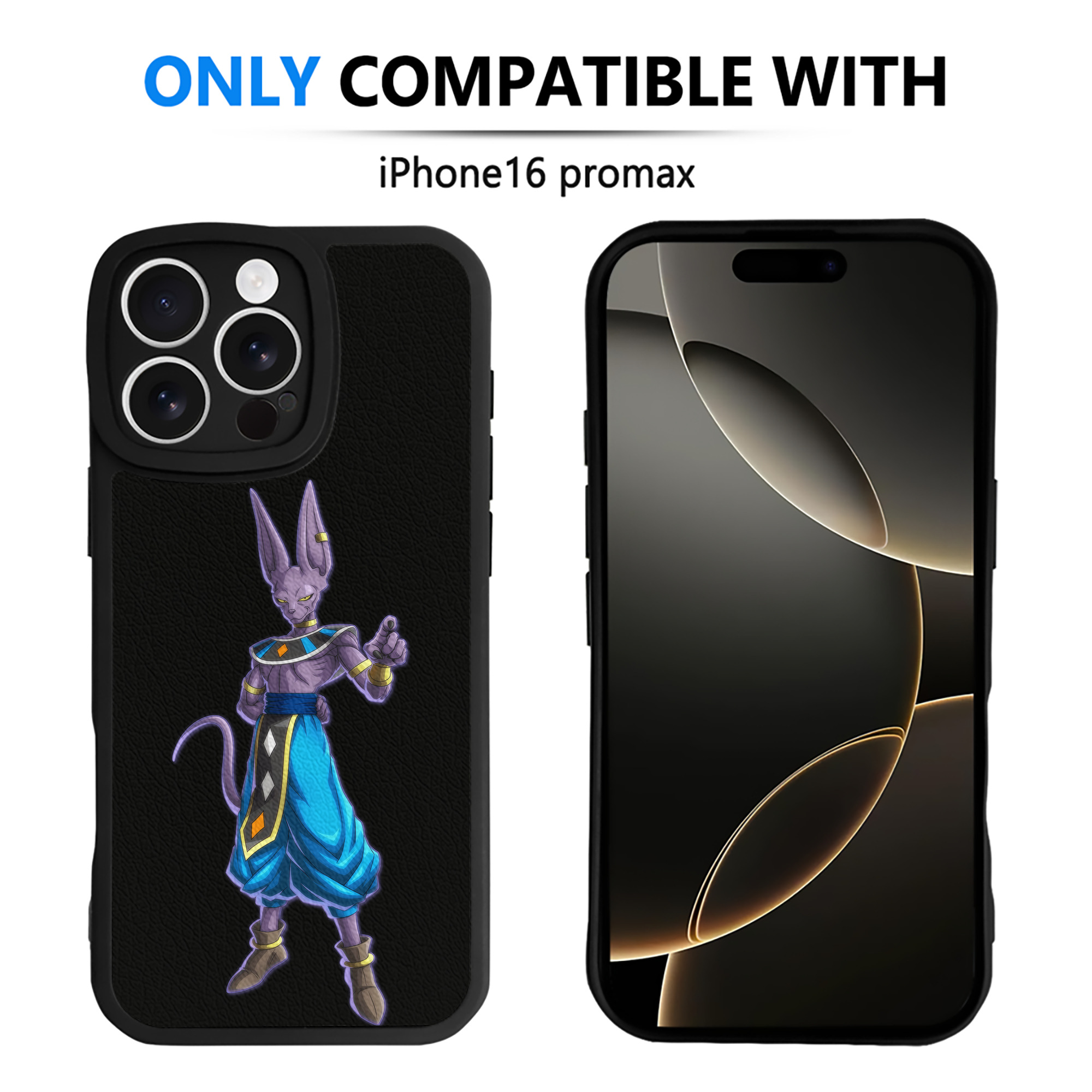 （画像用） ドラゴンボール ビルス 破壊神ビルス DRAGON BALL Beerus Birusu 【iPhone 16シリーズ対応】シリコンスマホケース（レザー調） 材質：シリコン